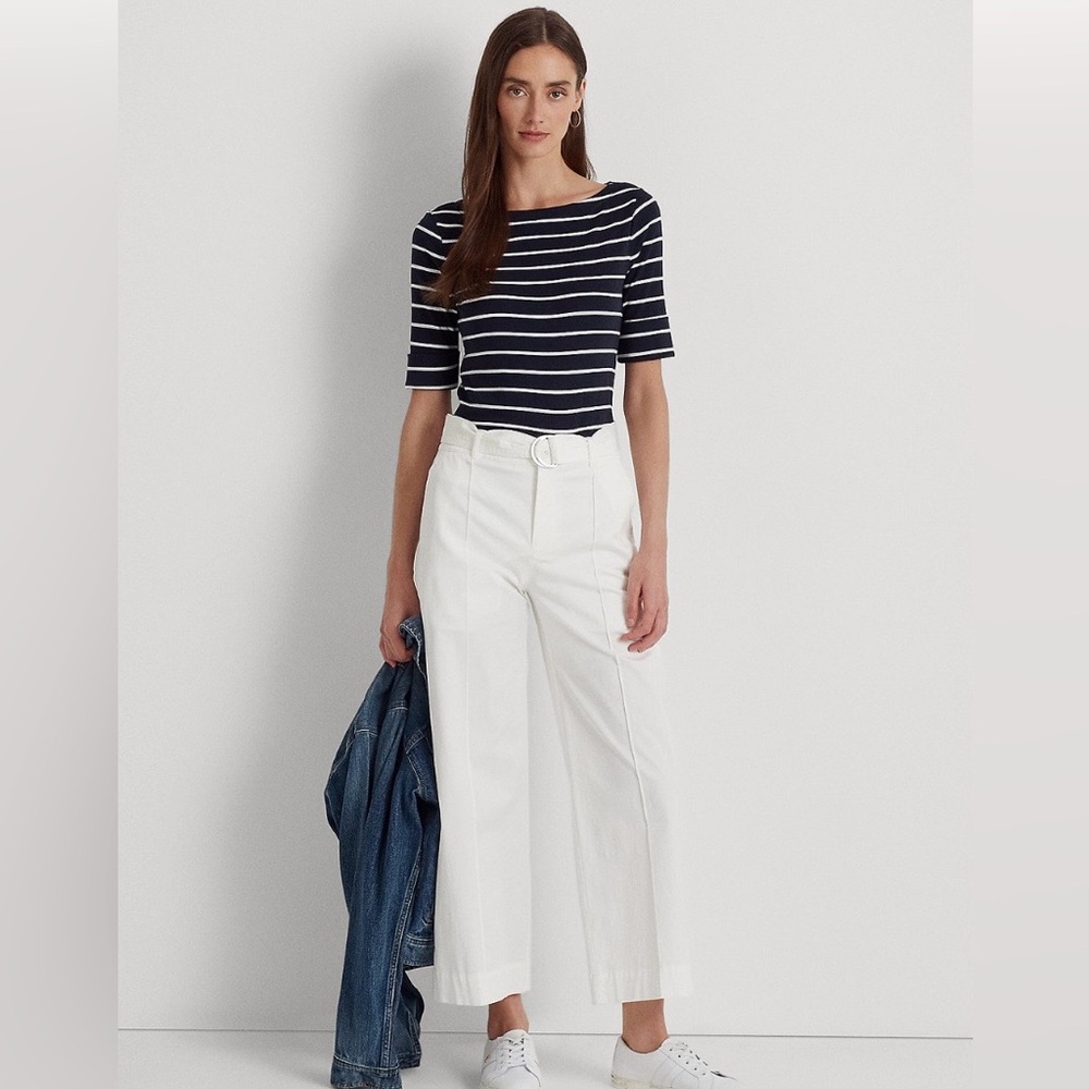 Lauren Ralph Lauren Navy and White Striped Tee - Picture 3 of 14